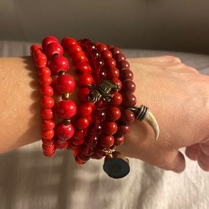 Homemade Red Bracelet bundle (can be worn individually or styled as in photo)